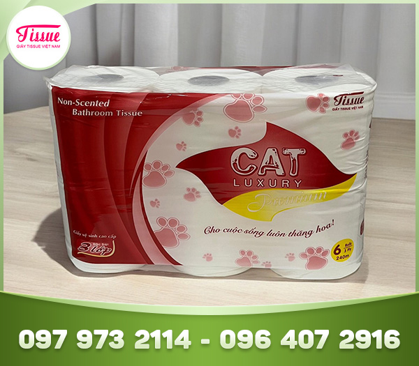 Giấy vệ sinh CAT Luxury 3 lớp 6 cuộn tiện dụng